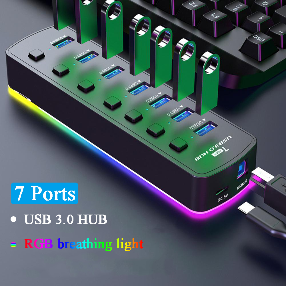 Esports Gaming Splitter - RGB USB 3.0 Hub 7 Port